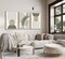 3 Pcs Sage Green Boho Canvas Wall Art Mid-Century Modern Neutral Minimalist Abstract Bohemia Plant Geometric Line Pictures Wall Decor Poster Print Artwork for Living Room Bedroom Decoration Unframed